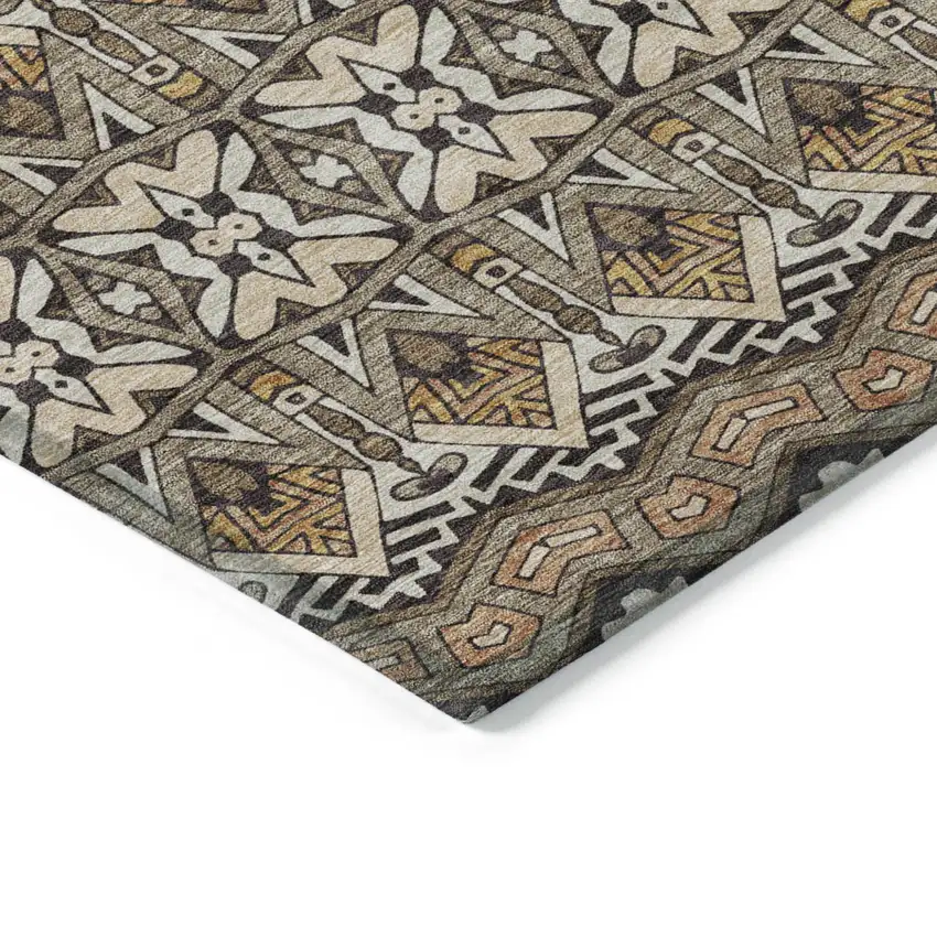 Taupe Brown And Ivory Moroccan Washable Indoor Outdoor Area Rug Photo 5