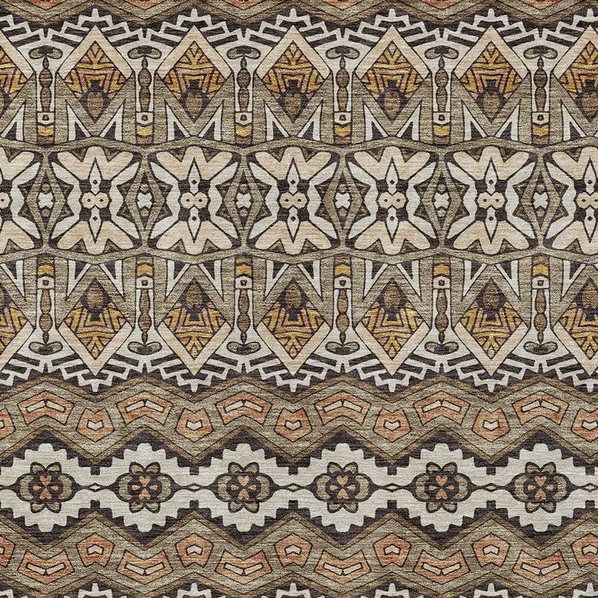 Taupe Brown And Ivory Moroccan Washable Indoor Outdoor Area Rug Photo 7