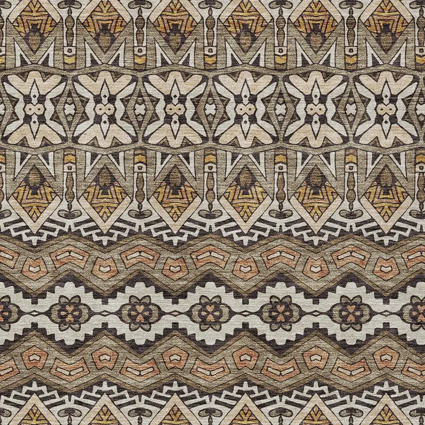 Taupe Brown And Ivory Moroccan Washable Indoor Outdoor Area Rug Photo 7