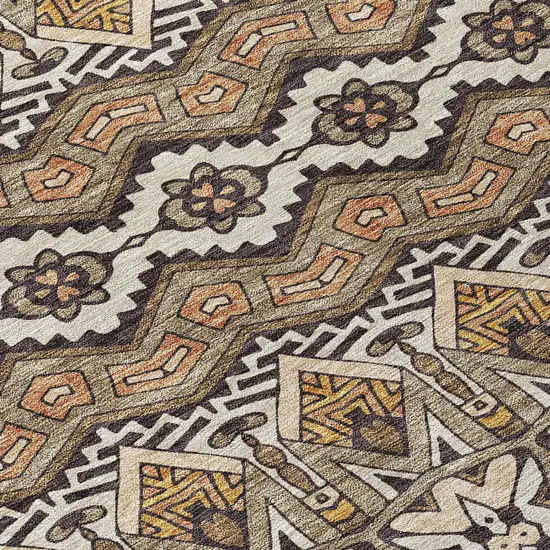 Taupe Brown And Ivory Moroccan Washable Indoor Outdoor Area Rug Photo 6