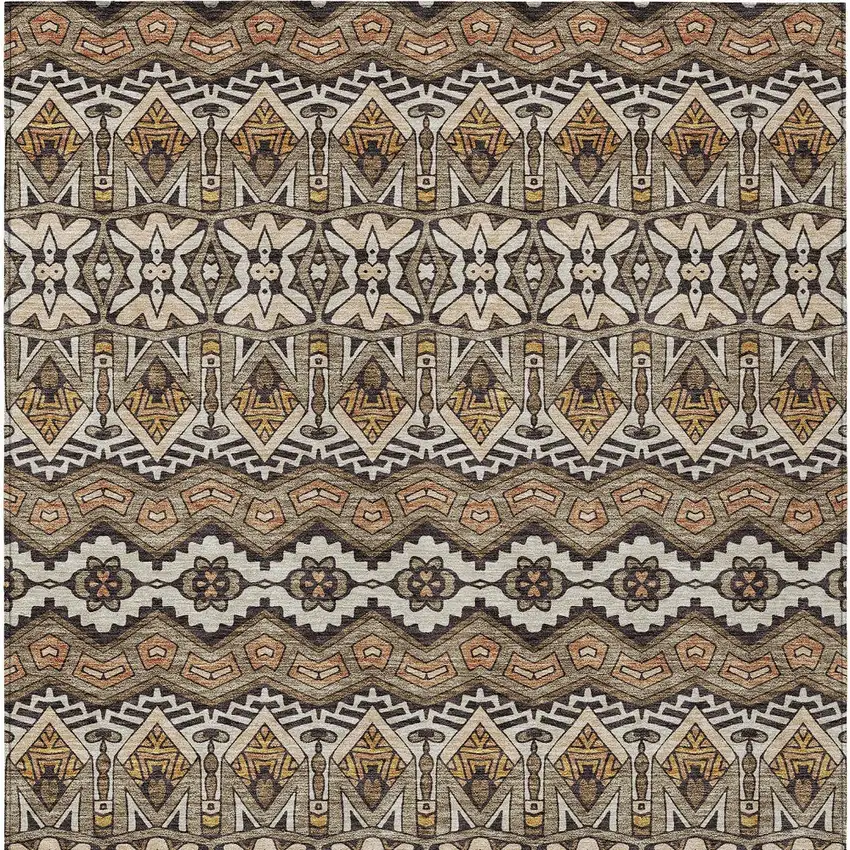 Taupe Brown And Ivory Moroccan Washable Indoor Outdoor Area Rug Photo 8
