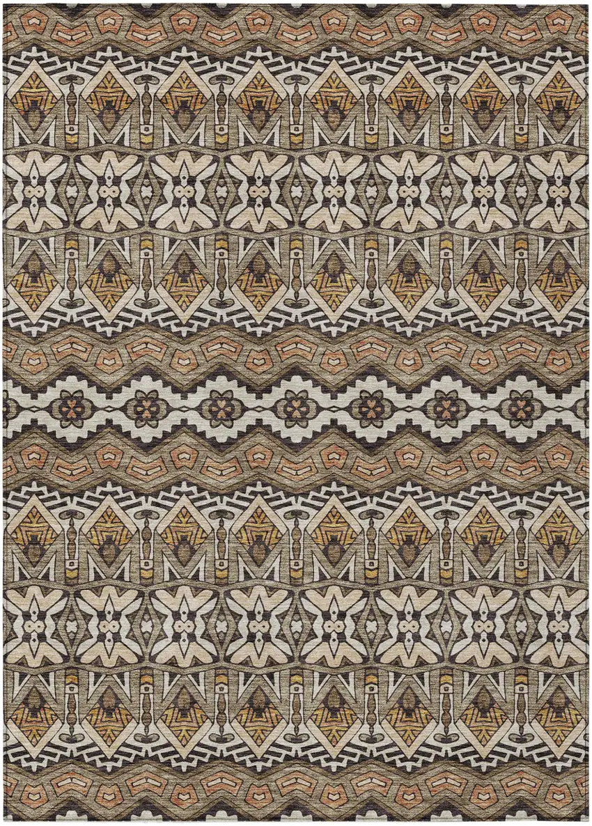 Taupe Brown And Ivory Moroccan Washable Indoor Outdoor Area Rug Photo 2