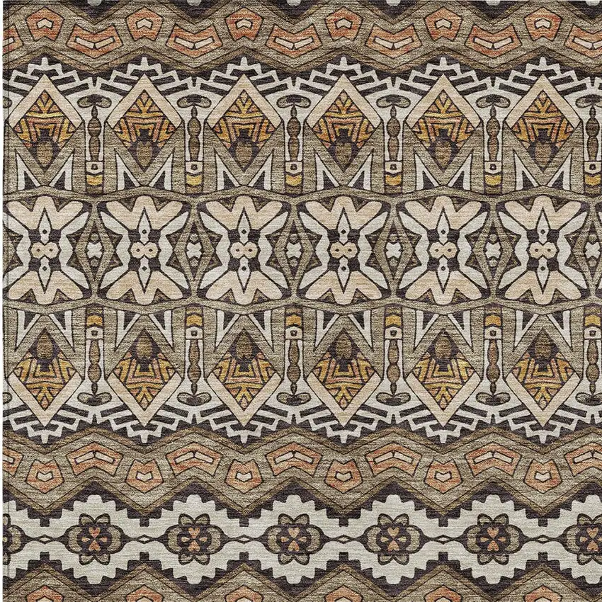 Taupe Brown And Ivory Moroccan Washable Indoor Outdoor Area Rug Photo 7