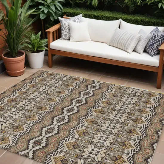 Taupe Brown And Ivory Moroccan Washable Indoor Outdoor Area Rug Photo 1
