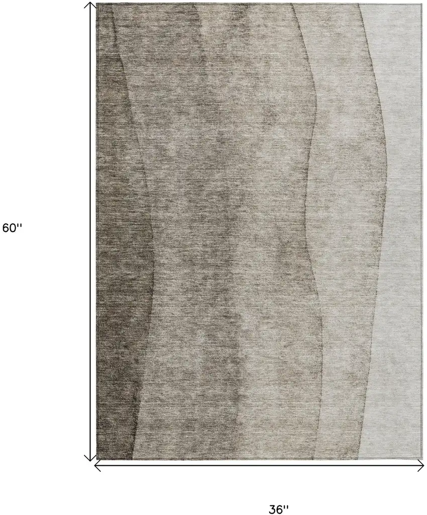 Taupe Brown And Ivory Ombre Washable Indoor Outdoor Area Rug Photo 3