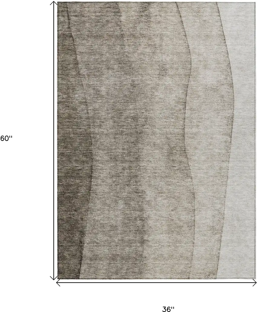 Taupe Brown And Ivory Ombre Washable Indoor Outdoor Area Rug Photo 3