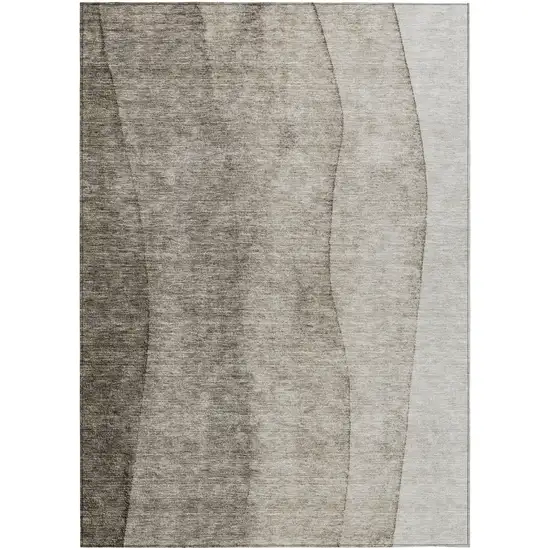 Taupe Brown And Ivory Ombre Washable Indoor Outdoor Area Rug Photo 2