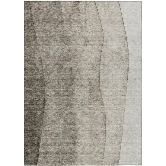 Taupe Brown And Ivory Ombre Washable Indoor Outdoor Area Rug Photo 2