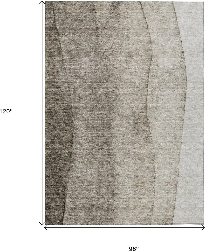 Taupe Brown And Ivory Ombre Washable Indoor Outdoor Area Rug Photo 3