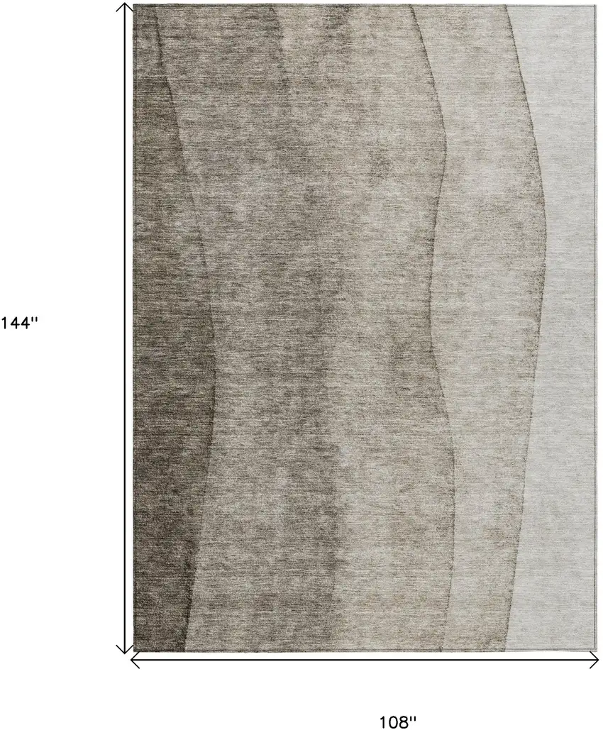Taupe Brown And Ivory Ombre Washable Indoor Outdoor Area Rug Photo 3