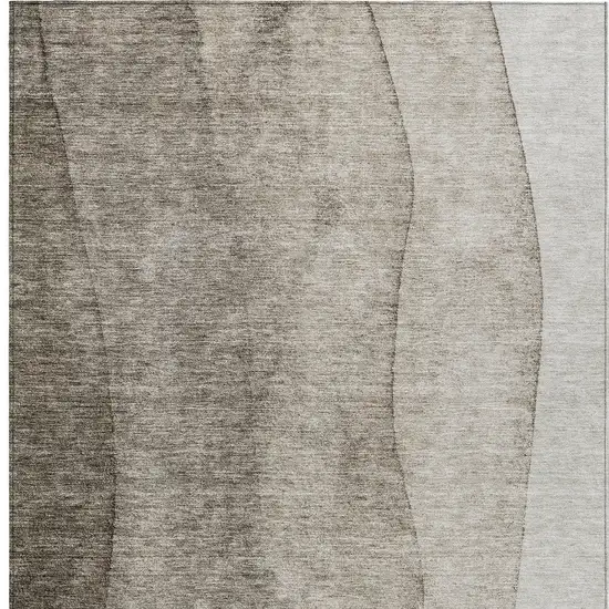 Taupe Brown And Ivory Ombre Washable Indoor Outdoor Area Rug Photo 6