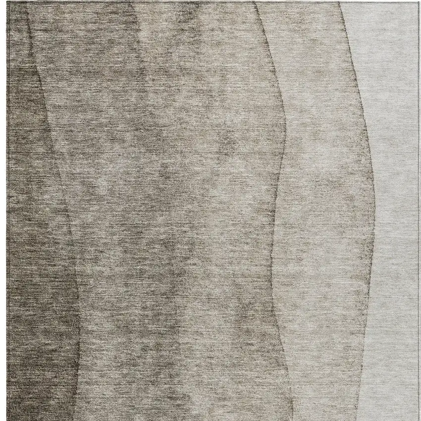 Taupe Brown And Ivory Ombre Washable Indoor Outdoor Area Rug Photo 6