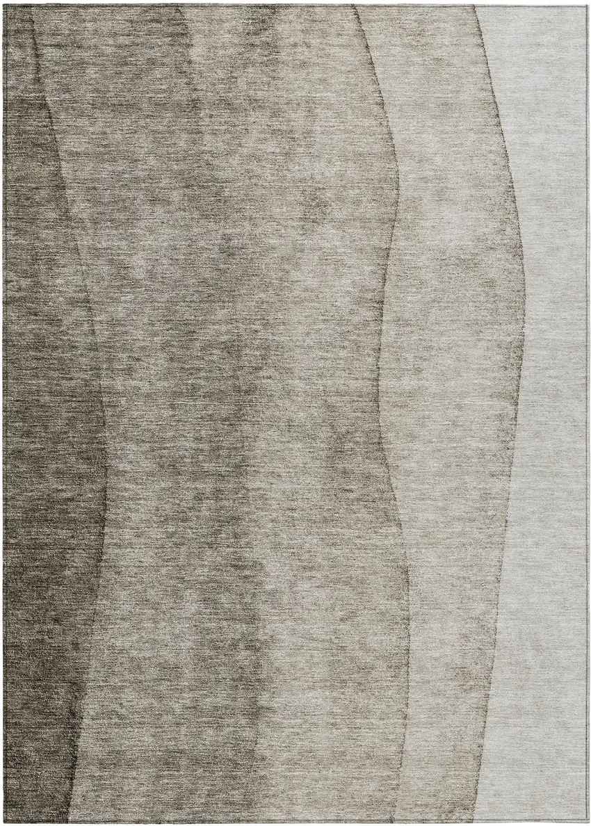 Taupe Brown And Ivory Ombre Washable Indoor Outdoor Area Rug Photo 2