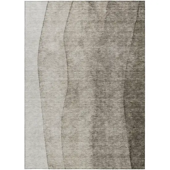 Taupe Brown And Ivory Ombre Washable Indoor Outdoor Area Rug Photo 6
