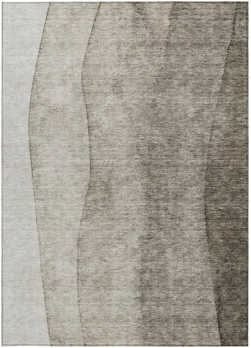 Taupe Brown And Ivory Ombre Washable Indoor Outdoor Area Rug Photo 6