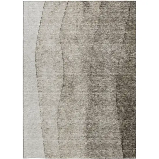 Taupe Brown And Ivory Ombre Washable Indoor Outdoor Area Rug Photo 6