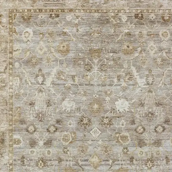 Taupe Brown And Ivory Oriental Washable Indoor Outdoor Area Rug Photo 4