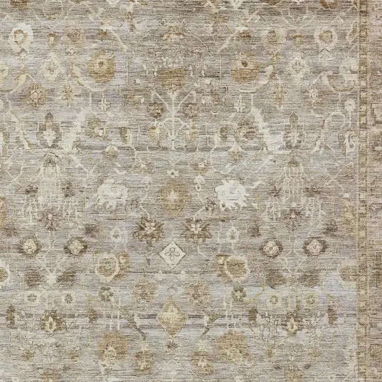 Taupe Brown And Ivory Oriental Washable Indoor Outdoor Area Rug Photo 7