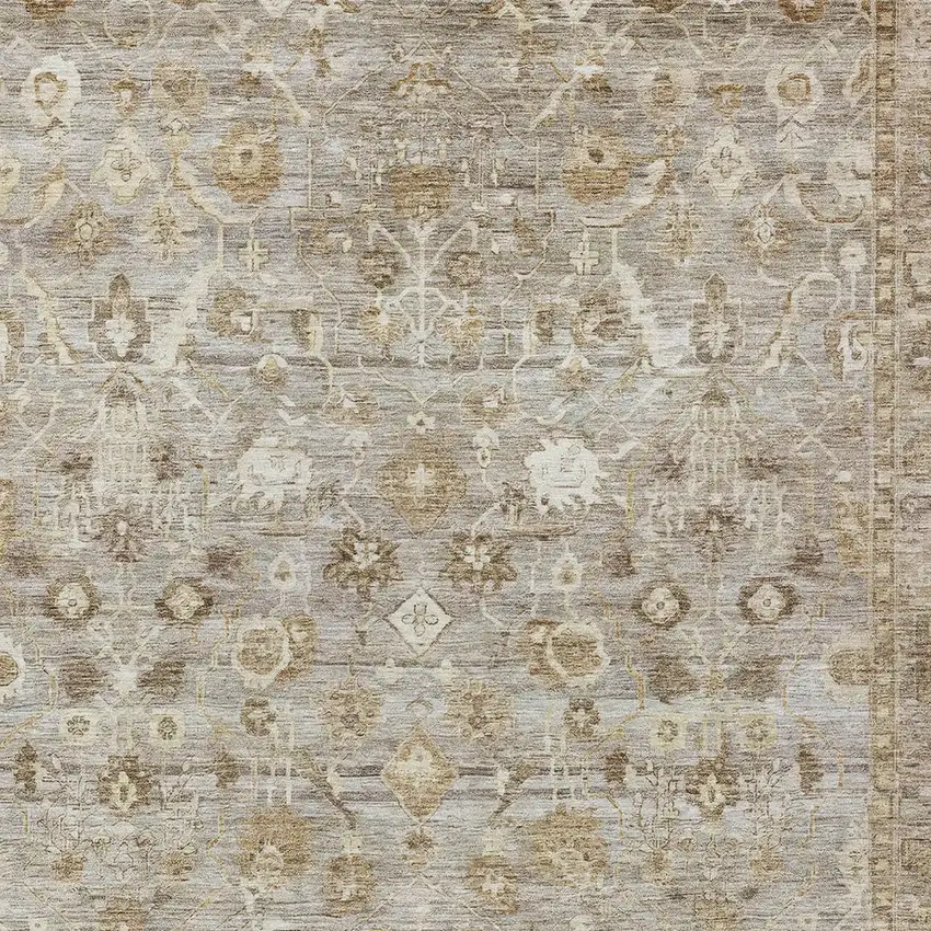 Taupe Brown And Ivory Oriental Washable Indoor Outdoor Area Rug Photo 7
