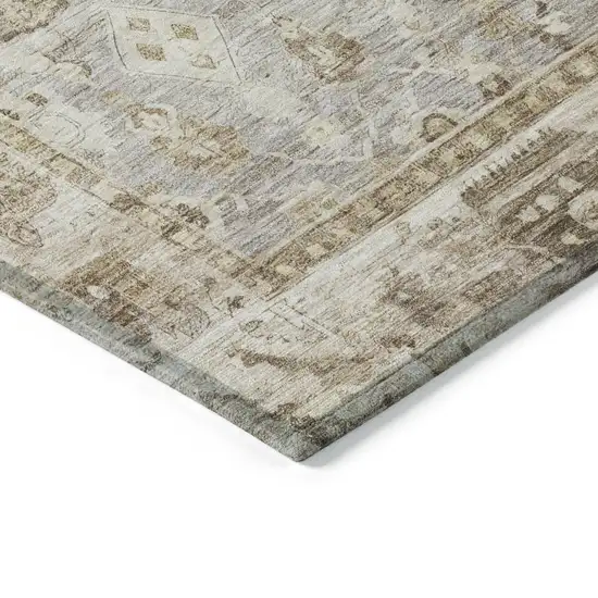 Taupe Brown And Ivory Oriental Washable Indoor Outdoor Area Rug Photo 6