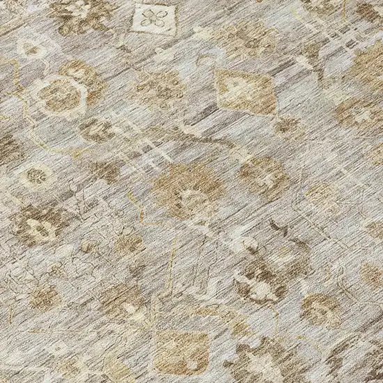 Taupe Brown And Ivory Oriental Washable Indoor Outdoor Area Rug Photo 8