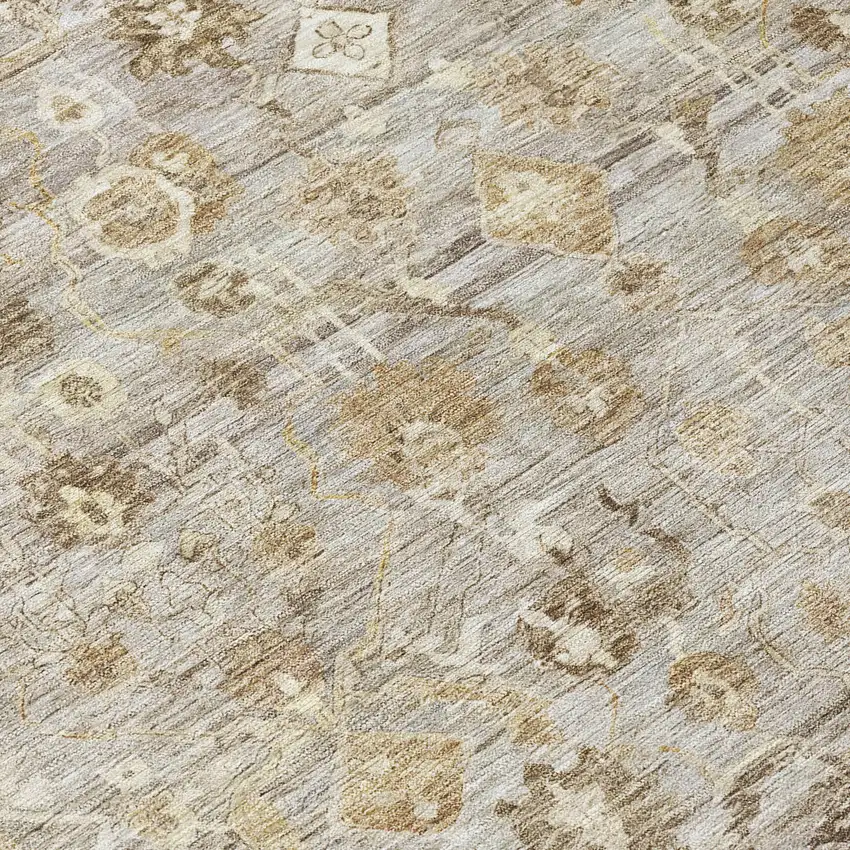 Taupe Brown And Ivory Oriental Washable Indoor Outdoor Area Rug Photo 8
