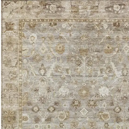 Taupe Brown And Ivory Oriental Washable Indoor Outdoor Area Rug Photo 4