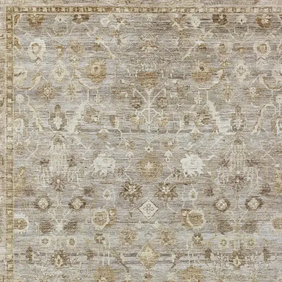 Taupe Brown And Ivory Oriental Washable Indoor Outdoor Area Rug Photo 7