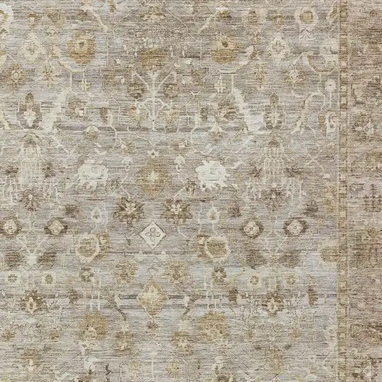 Taupe Brown And Ivory Oriental Washable Indoor Outdoor Area Rug Photo 3