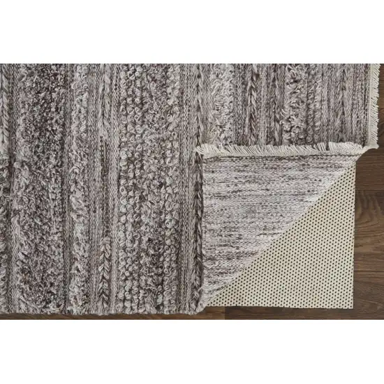 Taupe Brown And Ivory Striped Hand Woven Stain Resistant Area Rug Photo 4