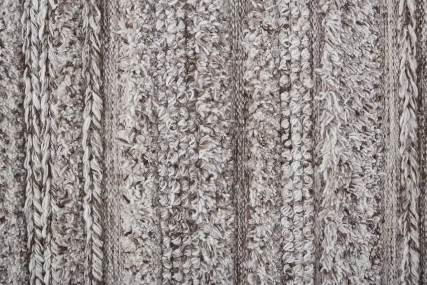 Taupe Brown And Ivory Striped Hand Woven Stain Resistant Area Rug Photo 9