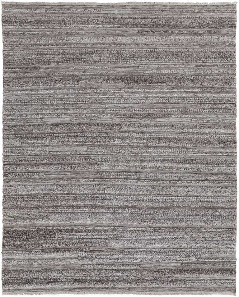 Taupe Brown And Ivory Striped Hand Woven Stain Resistant Area Rug Photo 1