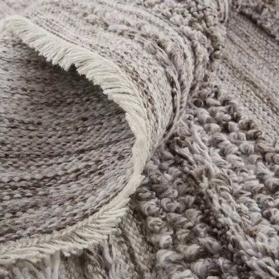 Taupe and Brown Striped Hand Woven Area Rug Photo 8