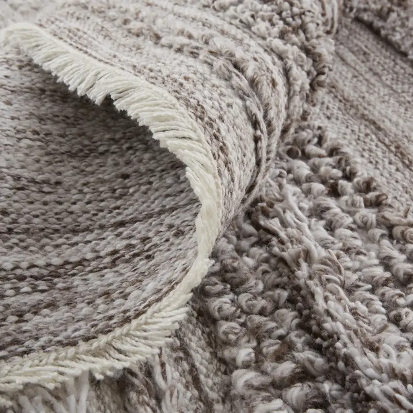 Taupe and Brown Striped Hand Woven Area Rug Photo 8