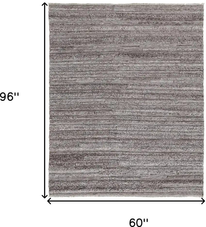 Taupe Brown And Ivory Striped Hand Woven Stain Resistant Area Rug Photo 10