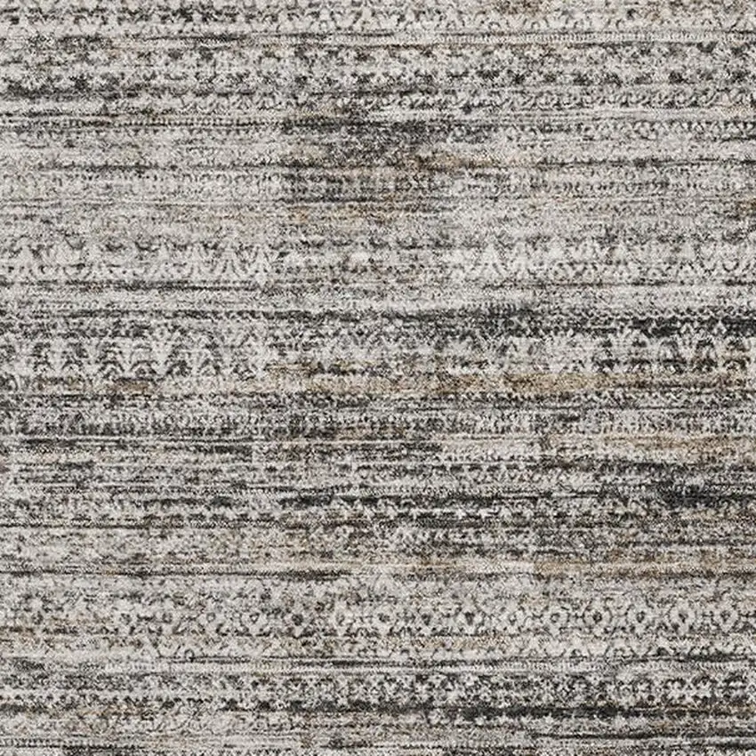 Taupe Brown And Ivory Striped Washable Area Rug With UV Protection Photo 3