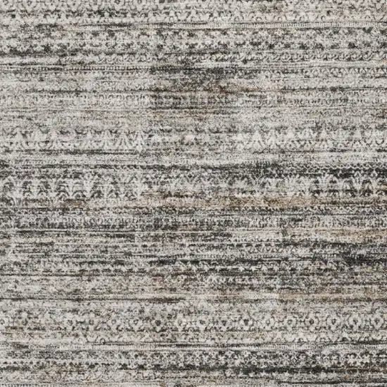 Taupe Brown And Ivory Striped Washable Area Rug With UV Protection Photo 3