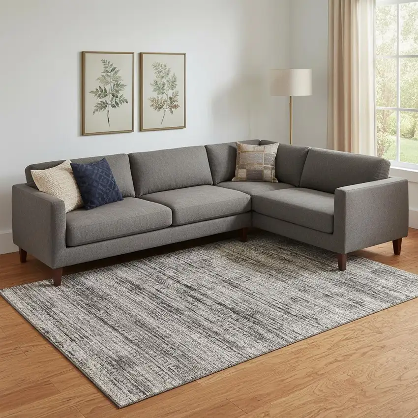 Taupe Brown And Ivory Striped Washable Area Rug With UV Protection Photo 2