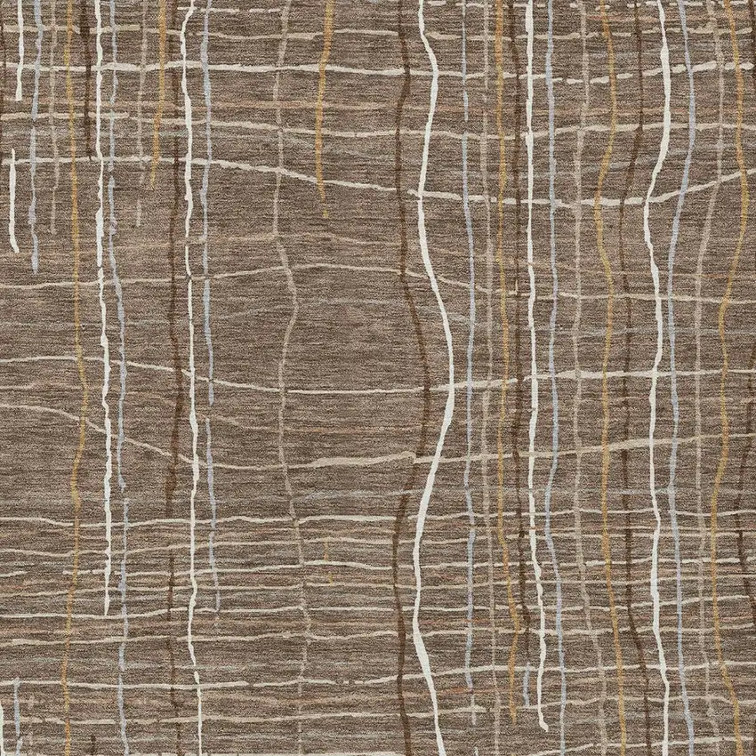 Taupe Brown And Ivory Striped Washable Indoor Outdoor Area Rug Photo 6