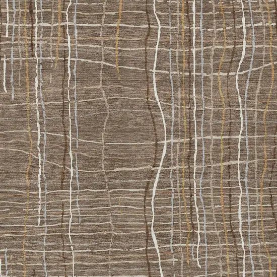Taupe Brown And Ivory Striped Washable Indoor Outdoor Area Rug Photo 6