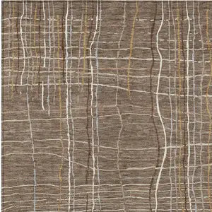 Photo of Taupe Brown And Ivory Striped Washable Indoor Outdoor Area Rug
