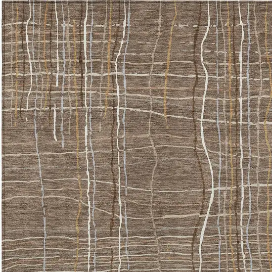 Taupe Brown And Ivory Striped Washable Indoor Outdoor Area Rug Photo 6