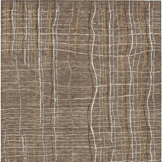 Taupe Brown And Ivory Striped Washable Indoor Outdoor Area Rug Photo 7