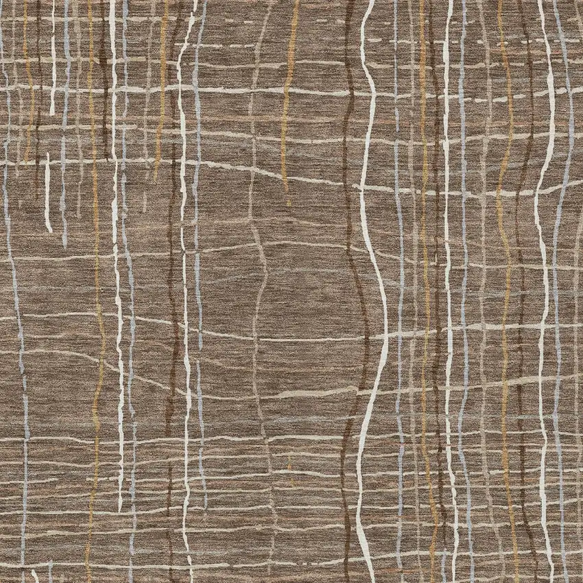 Taupe Brown And Ivory Striped Washable Indoor Outdoor Area Rug Photo 6
