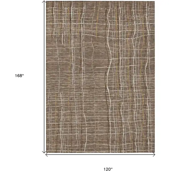 Taupe Brown And Ivory Striped Washable Indoor Outdoor Area Rug Photo 3