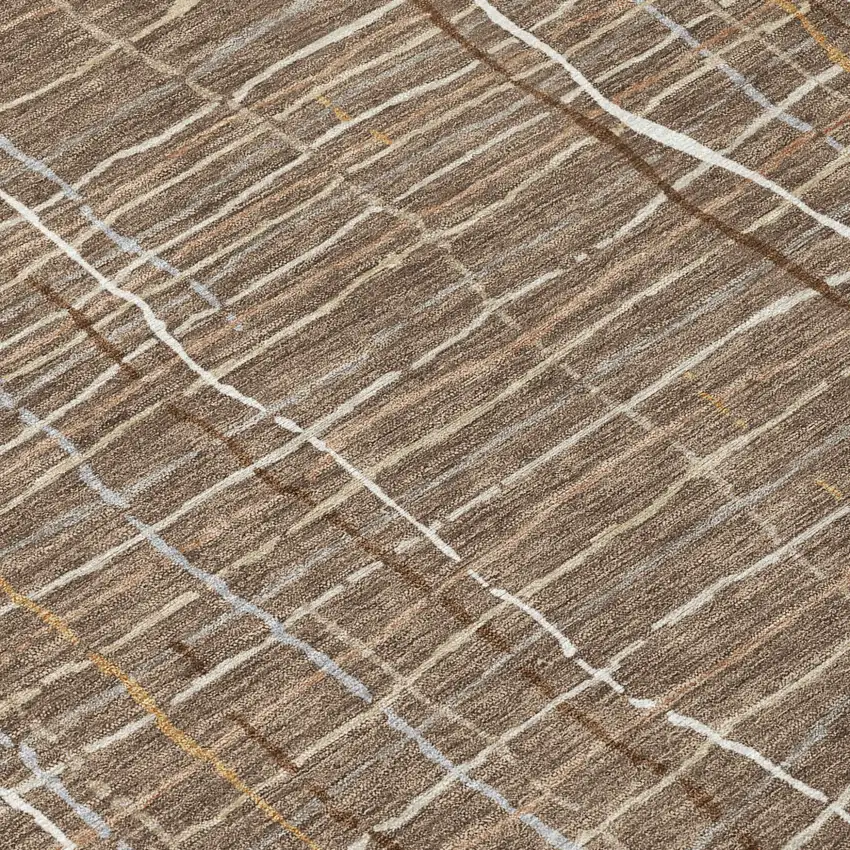 Taupe Brown And Ivory Striped Washable Indoor Outdoor Area Rug Photo 5