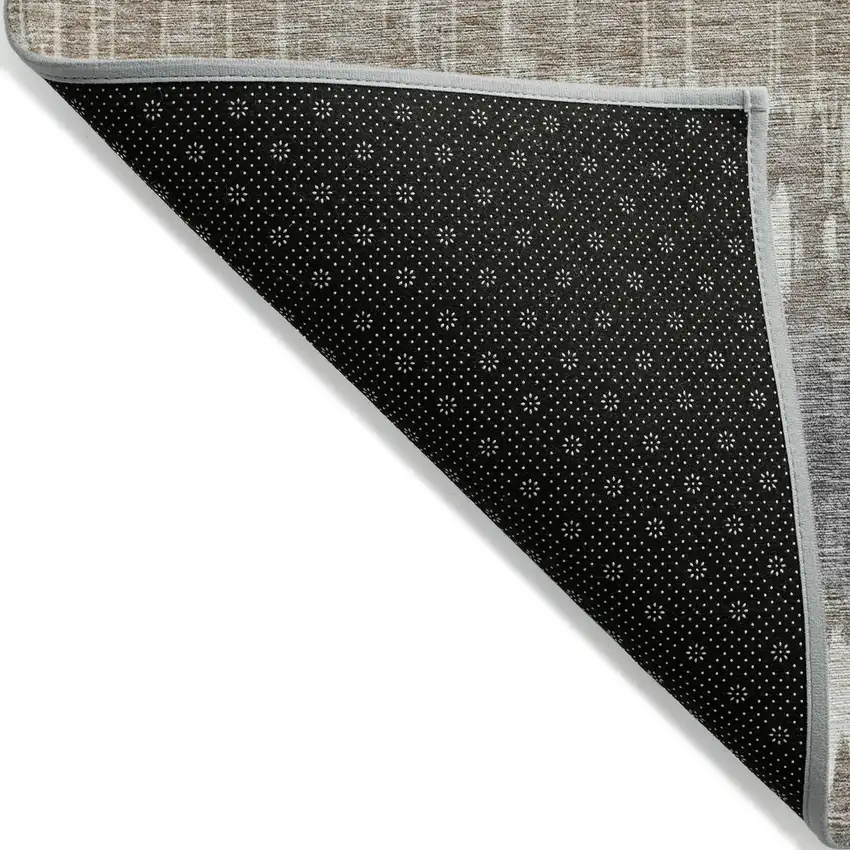Taupe Brown And Ivory Striped Washable Indoor Outdoor Area Rug Photo 2