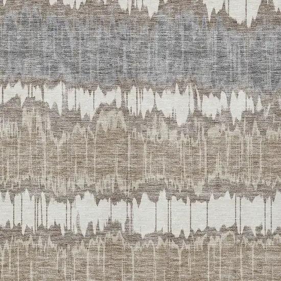 Taupe Brown And Ivory Striped Washable Indoor Outdoor Area Rug Photo 5