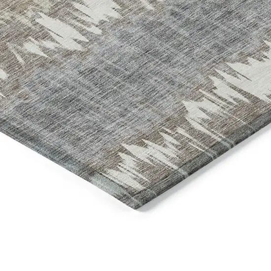 Taupe Brown And Ivory Striped Washable Indoor Outdoor Area Rug Photo 3