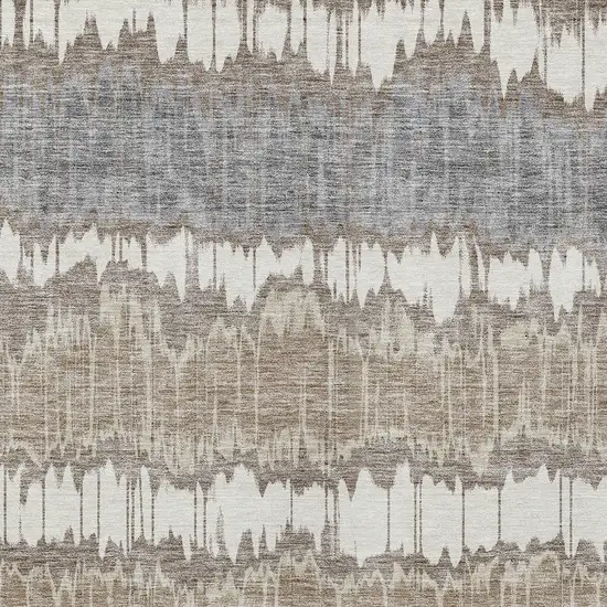 Taupe Brown And Ivory Striped Washable Indoor Outdoor Area Rug Photo 4